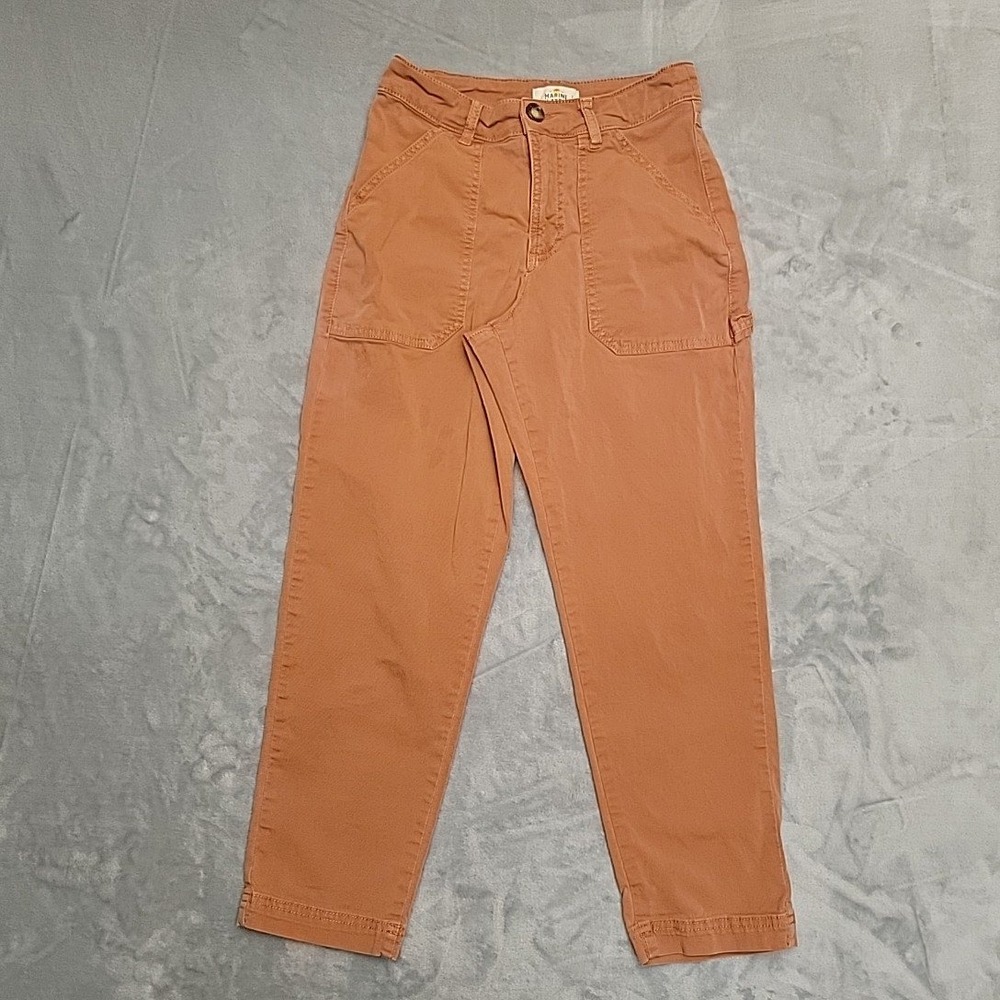 Marine Layer Carpenter Pants Womens 0 Orange Straight Leg Workwear Utility Retro